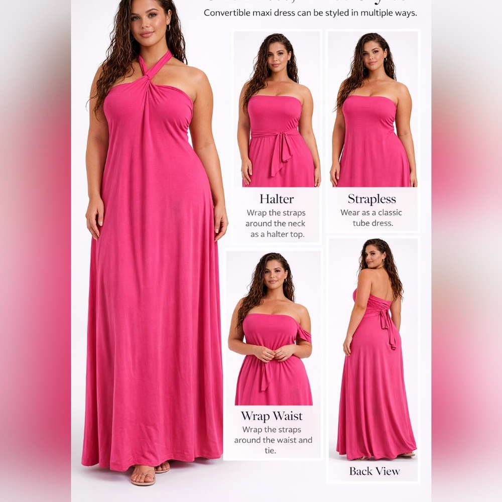 Nwt Concepts New York Convertible Maxi Dress Skirt Soft Jersey Tee Feel Multiway